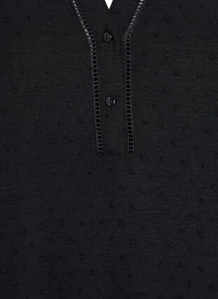 Zizzi Kort kjole med rysjermer og prikkete tekstur, Black, Packshot image number 2