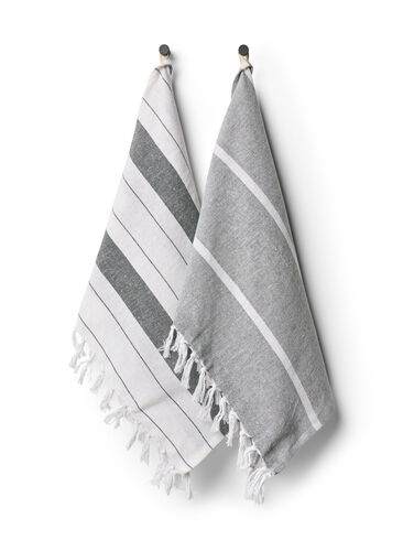 Håndkle med frynser, 2 stk., 2-Pack Grey, Packshot image number 0