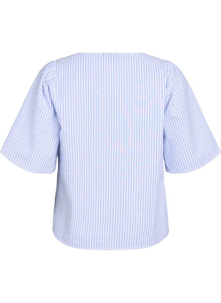 FLASH - Stripete bluse med sløyfer, Blå, Packshot image number 1