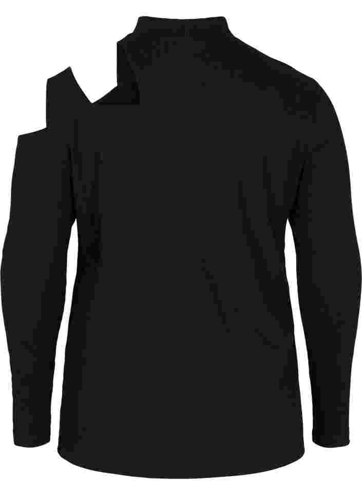 Langermet bluse med utskjæringer, Black, Packshot image number 1