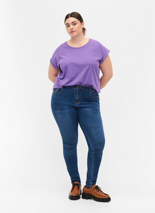 Kortermet T-skjorte i bomullsblanding, Deep Lavender, Model image number 2
