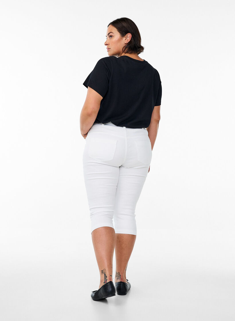 Amy capribukser med høyt liv og super slim fit, Bright White, Model