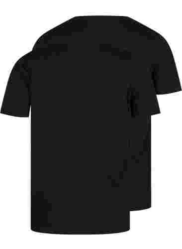 Basis T-skjorter i bomull, 2 stk., Black/Black, Packshot image number 1