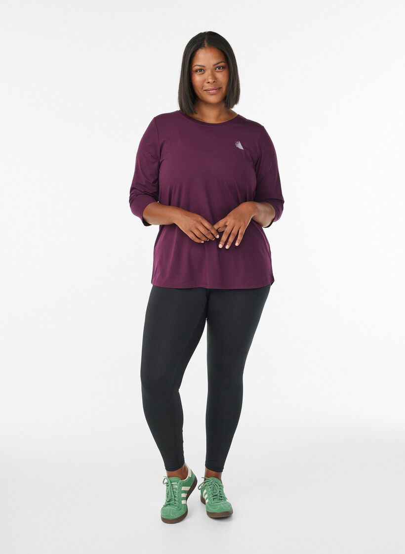 Treningsbluse med 3/4-ermer, Lilla, Model image number 1