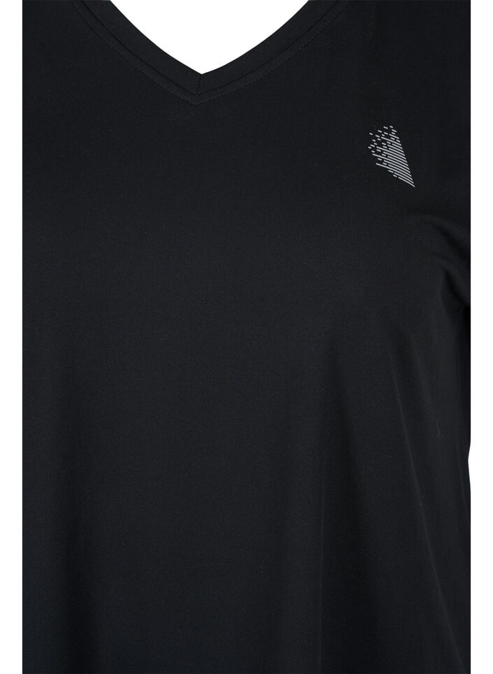 T-skjorte til trening med V-hals, Black, Packshot