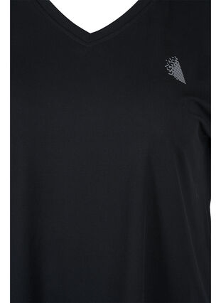 Zizzi Kortermet trenings-t-skjorte med v-hals, Black, Packshot image number 2