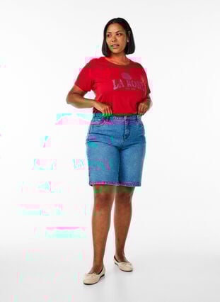 Zizzi FLASH - T-skjorte med motiv, Urban Red Rose, Model image number 2