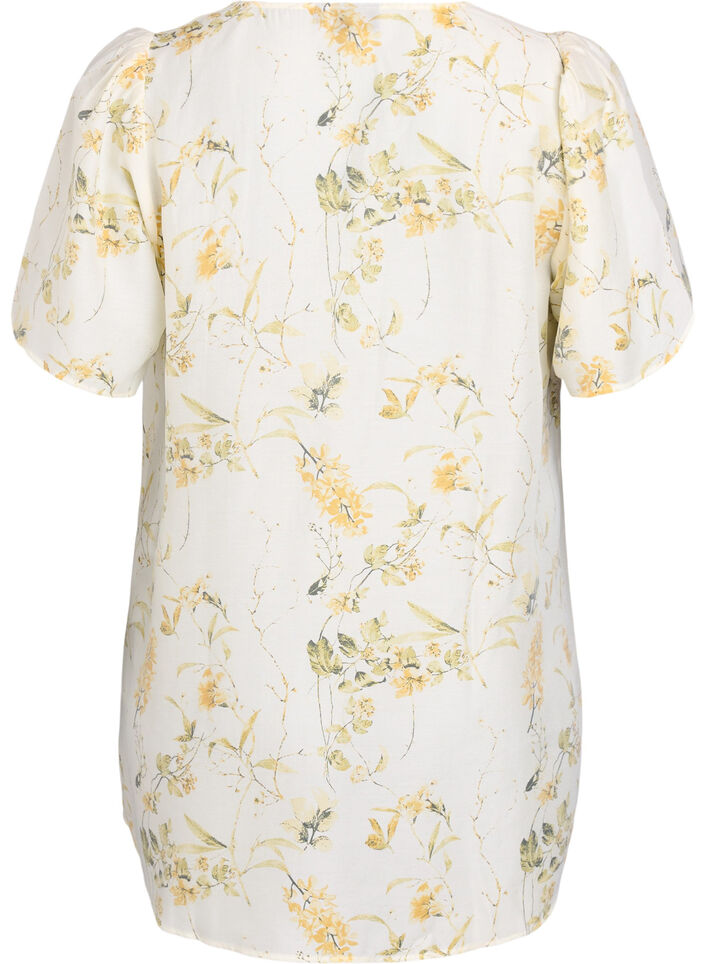 A-formet tunika med korte ermer, Gul, Packshot image number 1