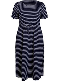 Midikjole i bomull med korte ermer, Night Sky Stripe