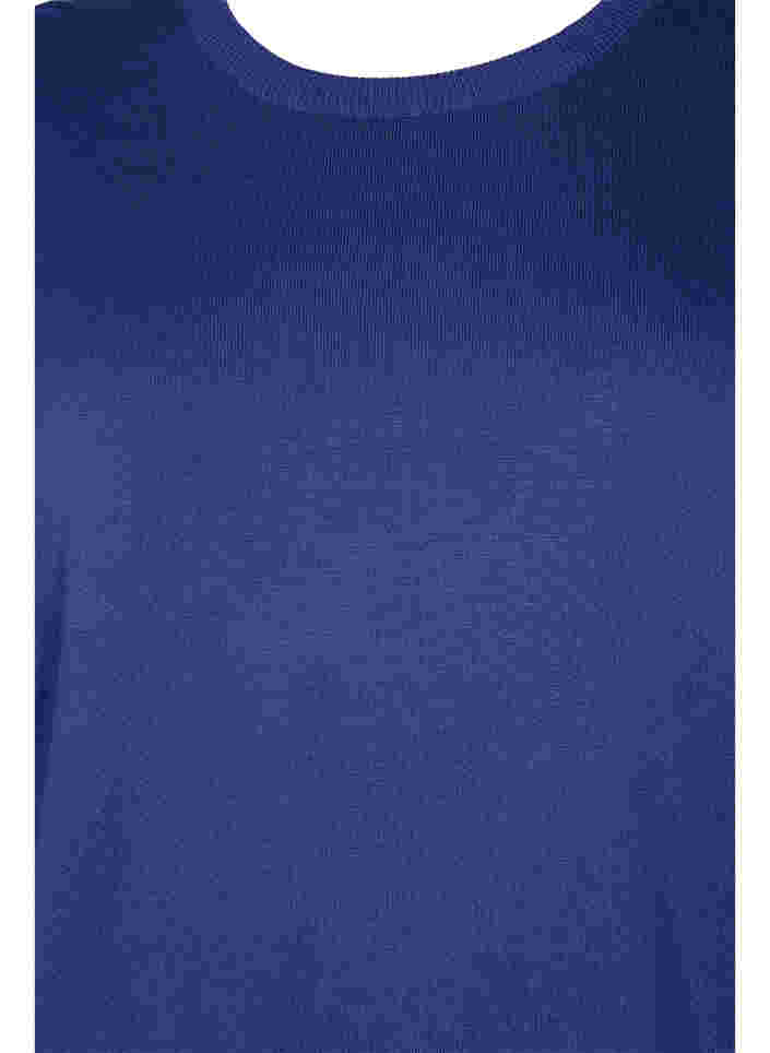 Strikkegenser i viskose med lange ermer, Deep Cobalt Solid, Packshot image number 2
