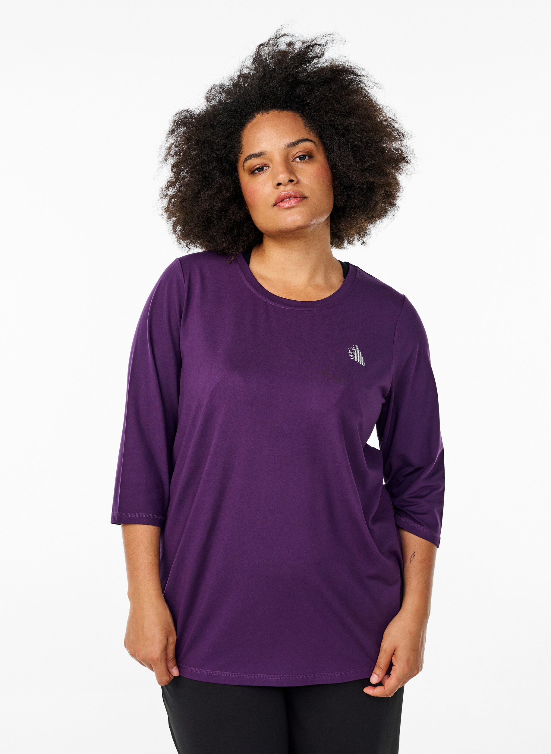 Treningsbluse med 3/4-ermer, Lilla, Model