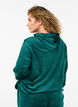 Velour cardigan med glidelås og hette, Grønn, Model image number 2