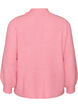 Ribbestrikket genser med puffede ermer og knapper, Rosa, Packshot image number 1