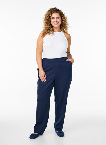 Zizzi Loose fit bukser med høy midje, Blå, Model image number 0