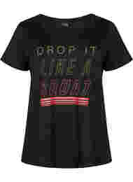 T-skjorte til trening med trykk, Black w. Drop It