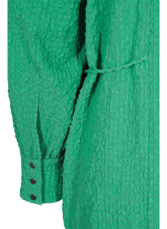 Langermet kjole med V-hals og knyting, Mint, Packshot image number 3