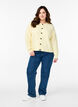 Ribbestrikket cardigan med knapper, Gul, Model image number 1