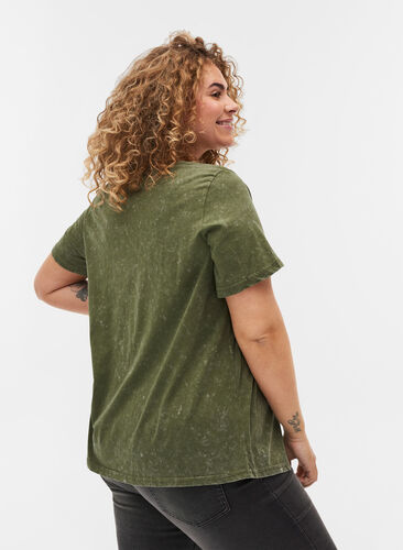 T-skjorte i bomull med trykk, Ivy Green ACID WASH, Model image number 1