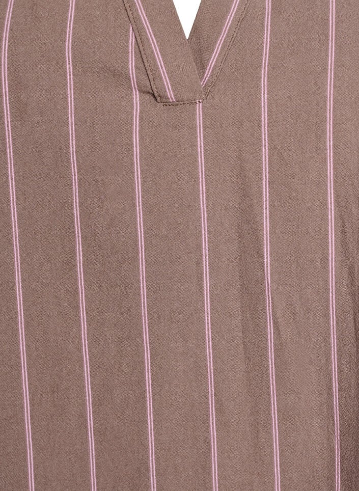 Tunika med V-hals og rysjedetaljer, Brun, Packshot image number 2