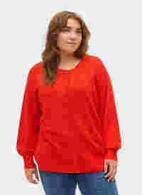 Strikkecardigan med knapper i viskoseblanding, Fiery Red, Model