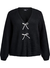 Strikkekardigan med perleknapper, Black
