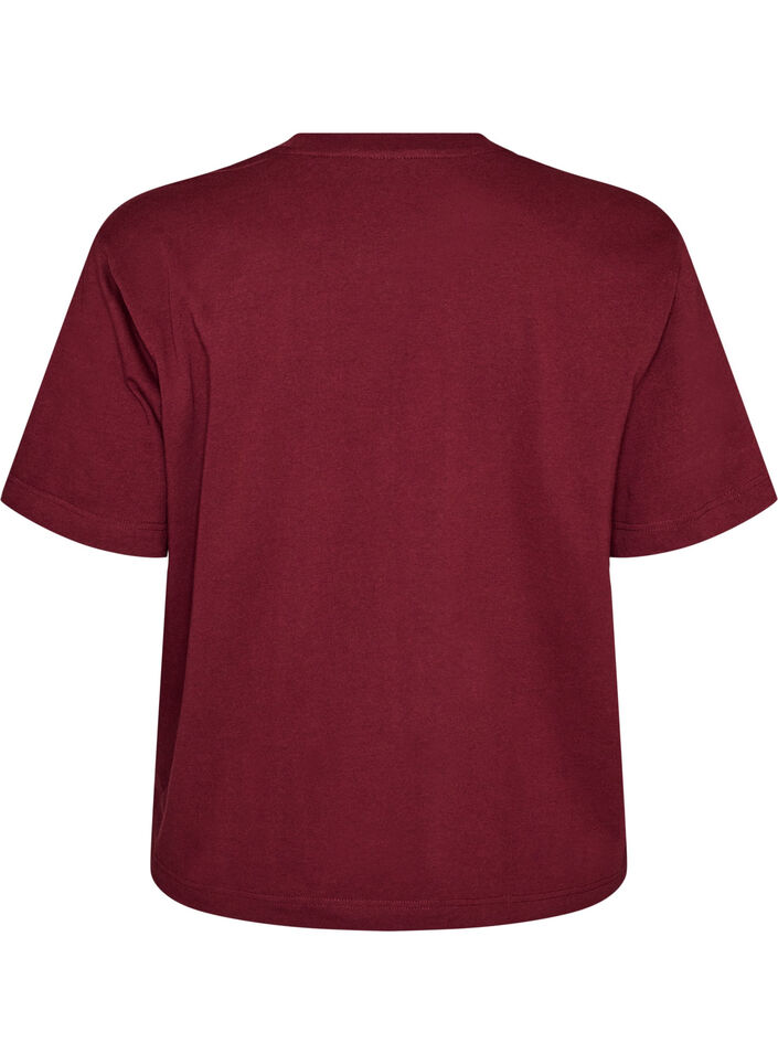 Boxy bomulls T-skjorte, R&oslash;d, Packshot image number 1