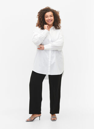 Lang bomullskjorte, Bright White, Model image number 2