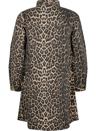 Zizzi Langermet denimkjole med sebratrykk, Brown Leo AOP, Packshot image number 1