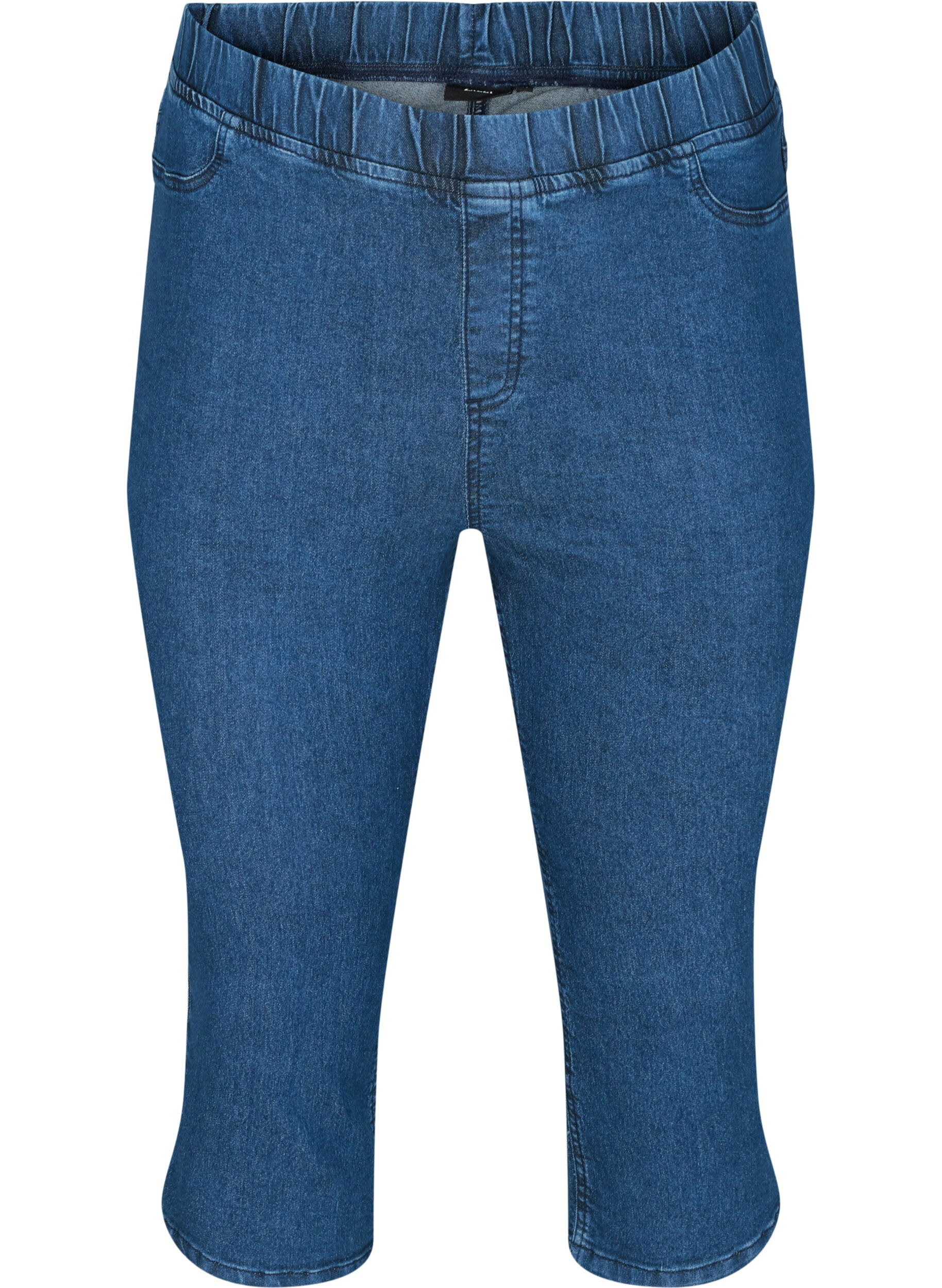 Zizzi Capribukser i bomullsmiks, Dark blue denim, Packshot image number 0