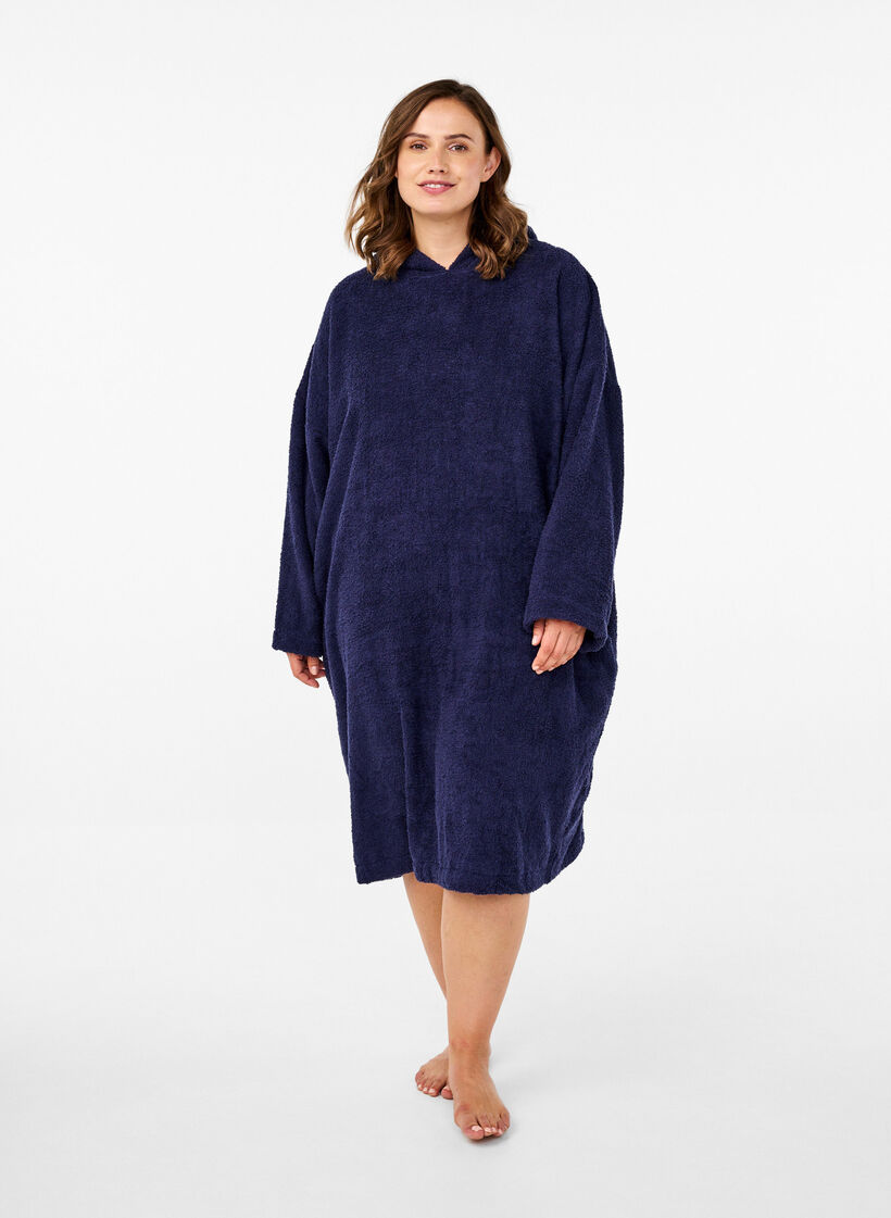 Terryponcho med hette, Navy Blazer, Model image number 2