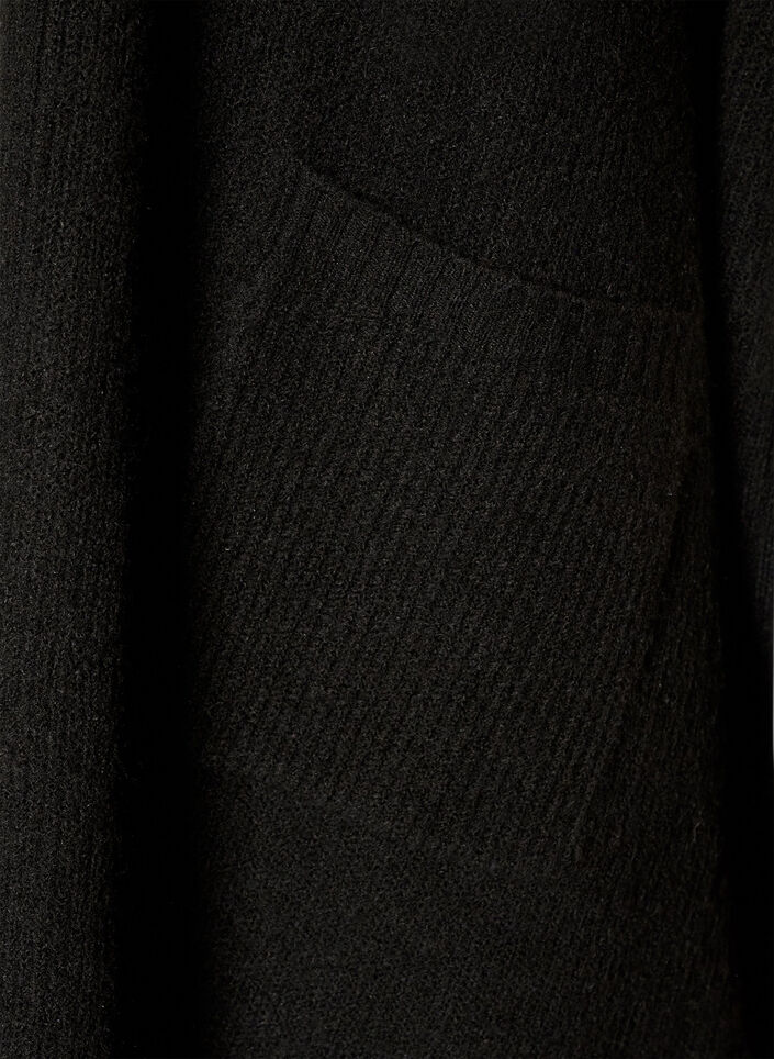 Cardigan med &aring;pen front og vide ermer, Svart, Packshot image number 3