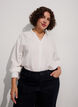 Loose fit skjorte med V-hals, Hvit, Model image number 0