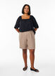 Shorts med lommer og h&oslash;y midje, Brun, Model image number 1