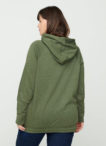 Sweatshirt med justerbar bunn, Rifle Green Mel., Model image number 1