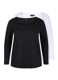 Basisgenser i bomull, 2 stk., Black/Bright W