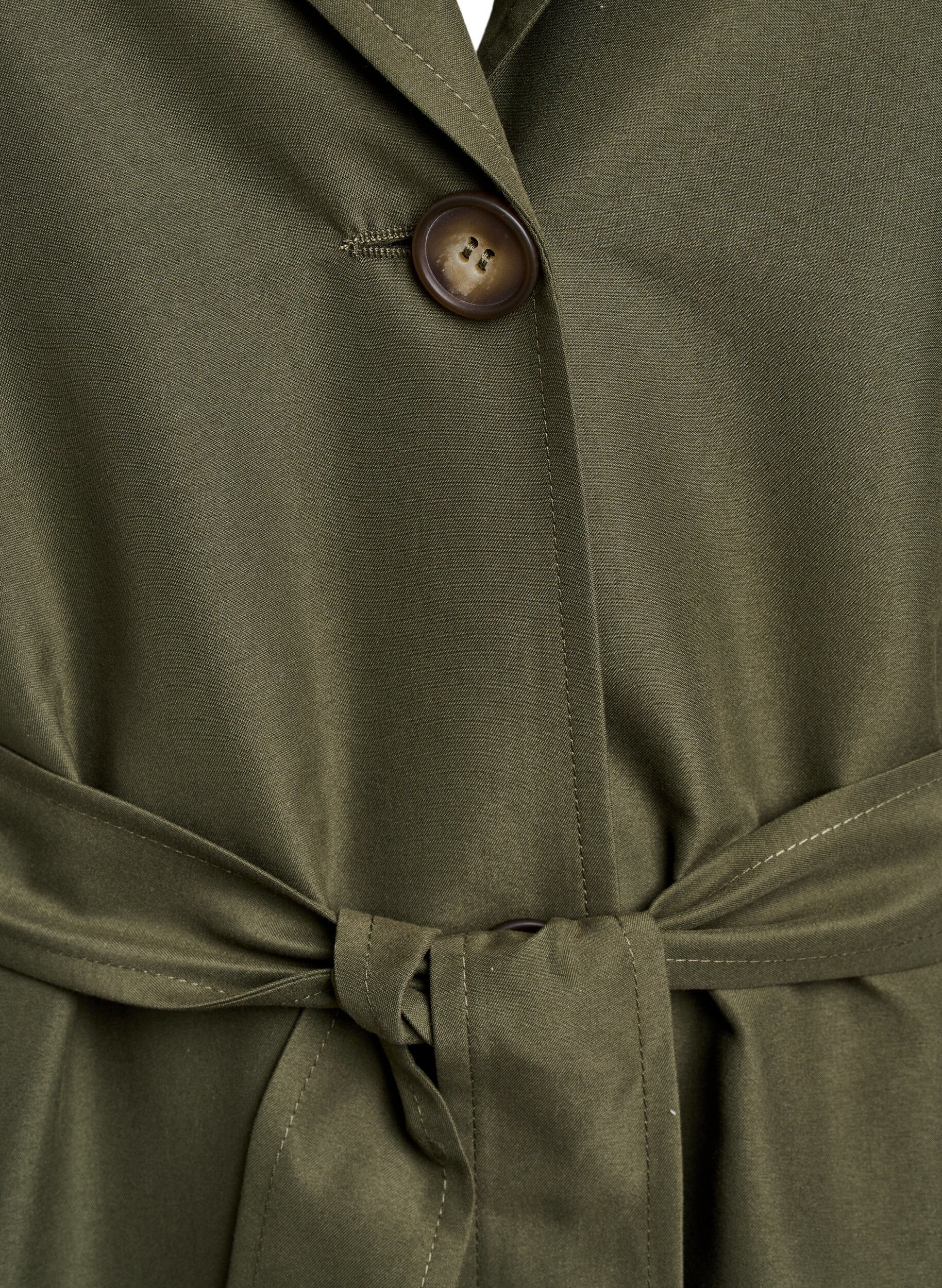 Zizzi Lang trenchcoat med broderi, Gr&oslash;nn, Packshot image number 2