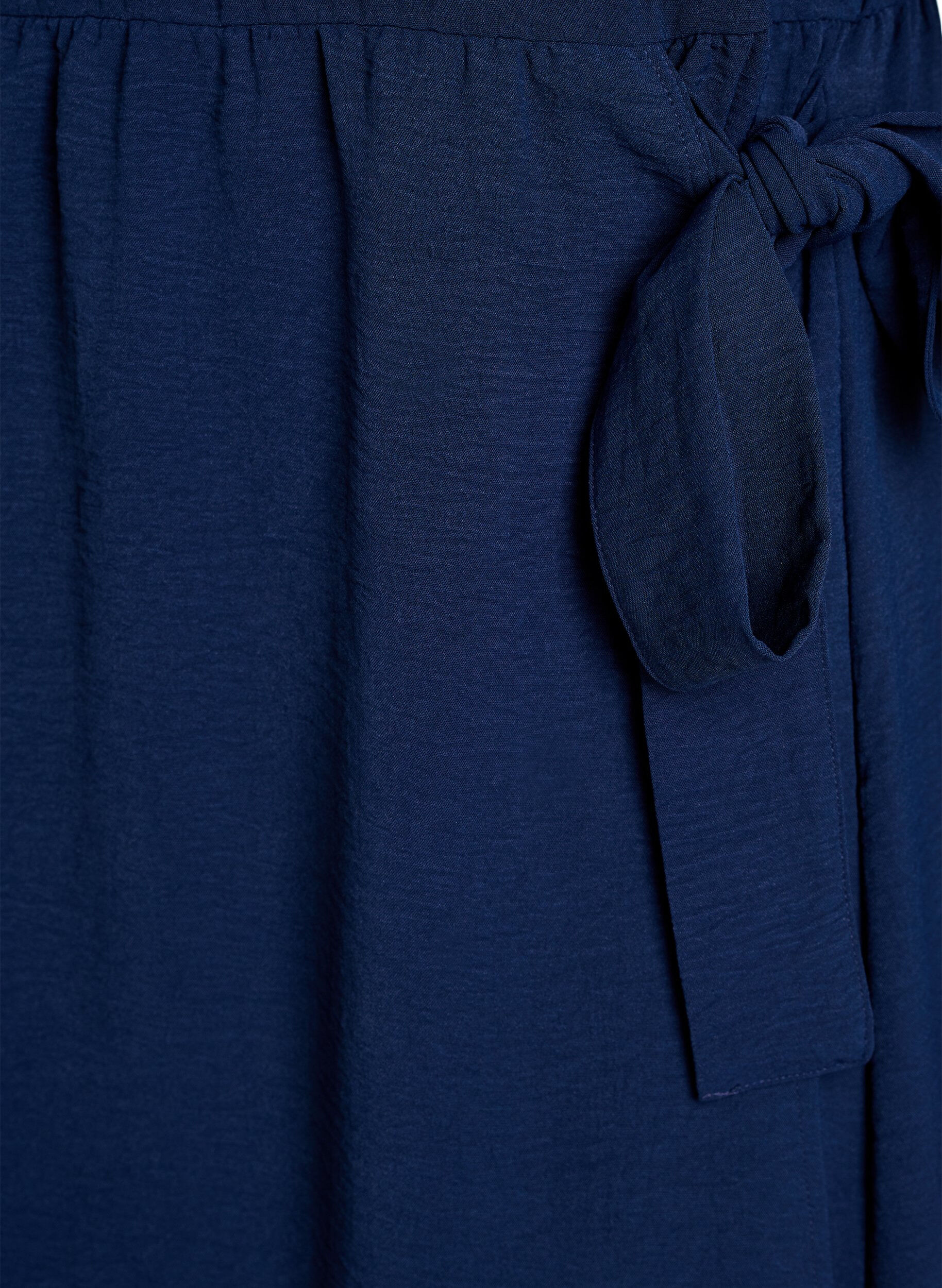 Zizzi Midikjole med knyte-detaljer, Bl&aring;, Packshot image number 3