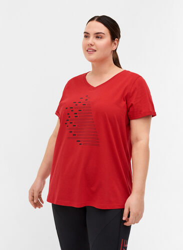 T-skjorte med trykk i bomull til trening , Haute Red, Model image number 0