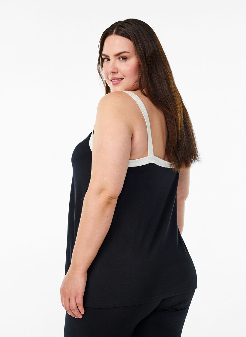 Nattopp med stropper og V-hals, Svart, Model image number 2