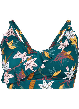 Blomstrete bikini med volanger, Lily Teal, Packshot image number 0