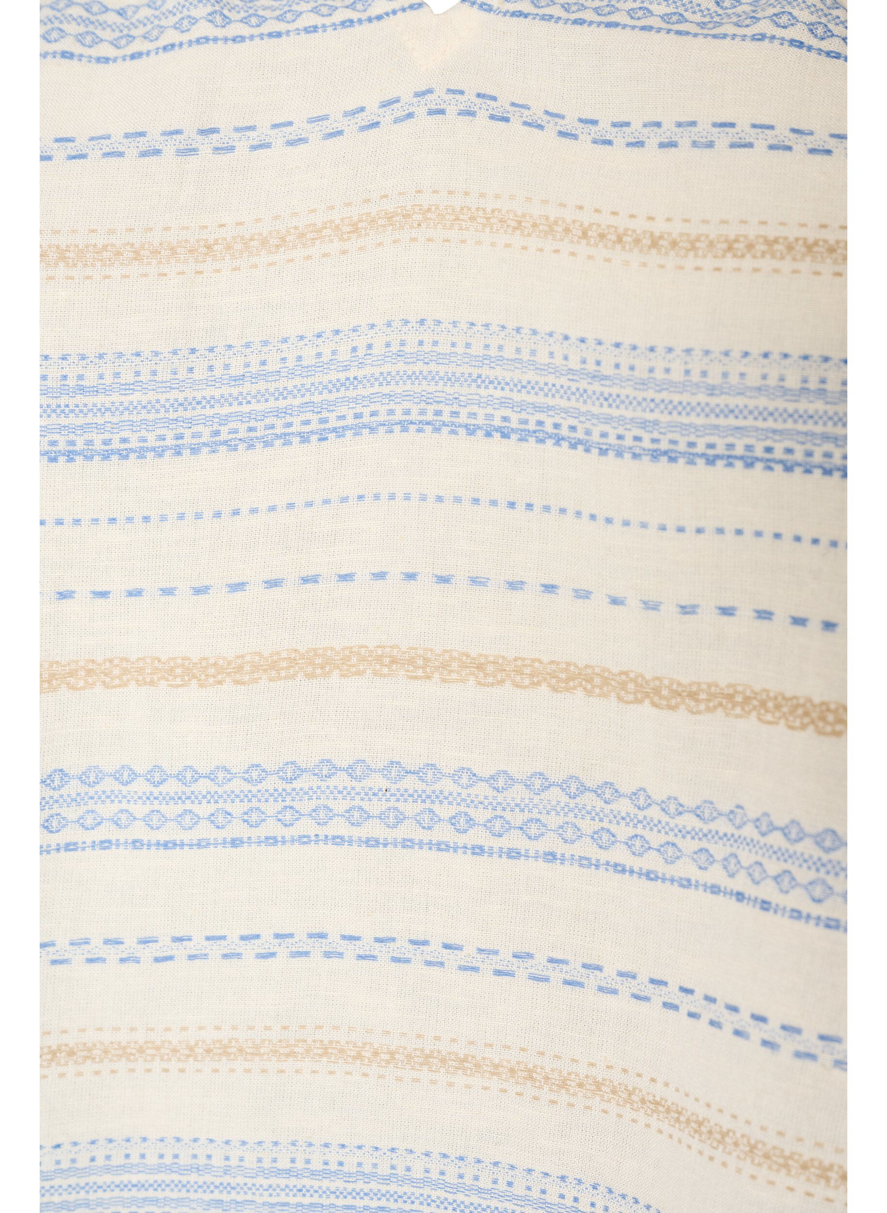 ZizziErmel&oslash;s bluse med volanger og m&oslash;nstrede striper, Vanilje, Packshot image number 2