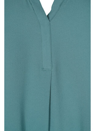 Kortermet bluse med V-hals, Mallard Green, Packshot image number 2