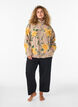 Blomstret fleecejakke med h&oslash;y hals og glidel&aring;s, Beige, Model image number 1