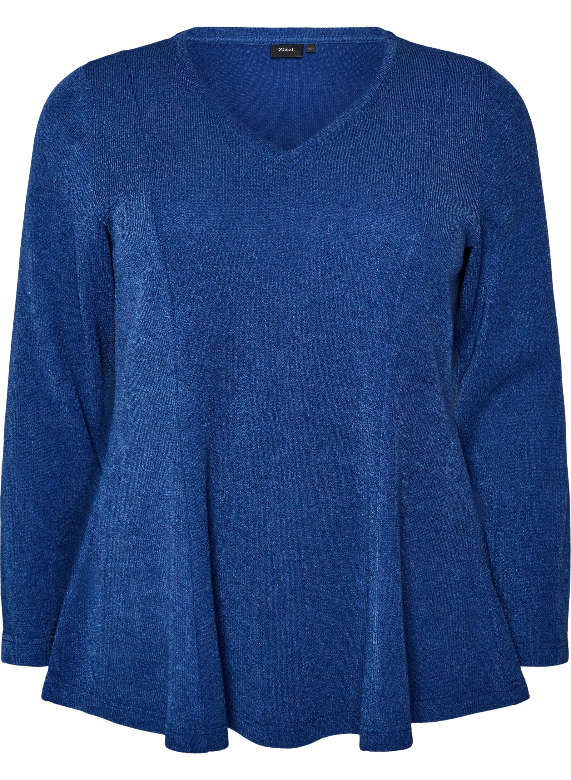 ZizziJersey bluse med ribbet tekstur og A-linje passform, Bl&aring;, Packshot image number 0