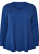 Jersey bluse med ribbet tekstur og A-linje passform, Bl&aring;, Packshot image number 0