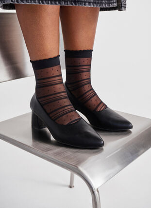 Zizzi Wide fit - Pumps i skinn med spiss tå, Black, Image image number 0