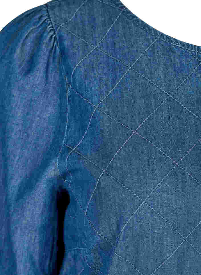Denimkjole i bomull med 3/4-ermer, Blue, Packshot image number 2