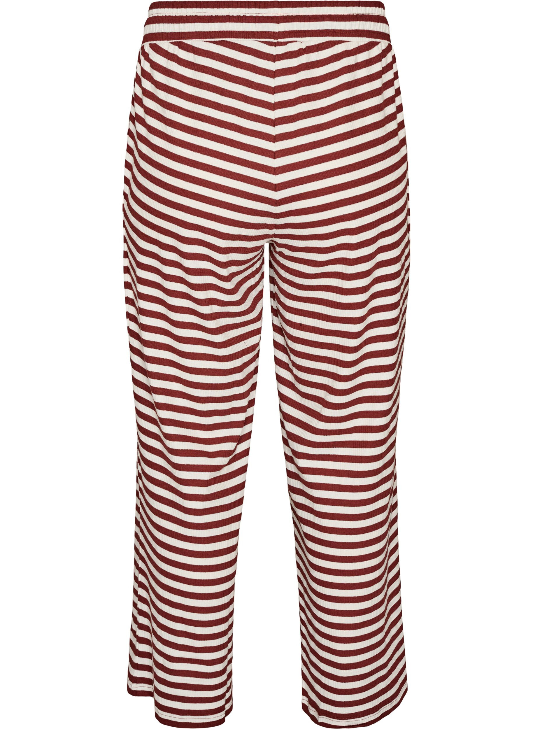 ZizziStripete pyjamasbukser med h&oslash;y midje og vide ben, R&oslash;d, Packshot image number 1
