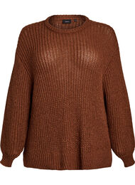 Strikket bluse med frynser på ryggen, Tiramisu