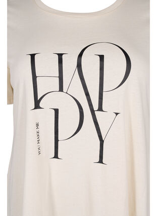 T-skjorte i bomull med tekst, Buttercream HAPPY, Packshot image number 2